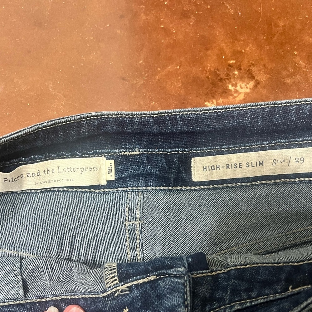 Anthropologie Pilcro High-Rise Slim Utility Jeans size 29 denim dark - Picture 5 of 7